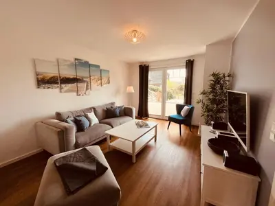 Ein Sitzbereich in der Unterkunft Ferienwohnung Ocean in Born
