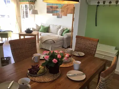 Ein Sitzbereich in der Unterkunft Ferienwohnung Morgensonne