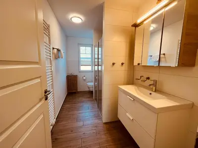Ein Badezimmer in der Unterkunft Ferienwohnung Perlentaucher