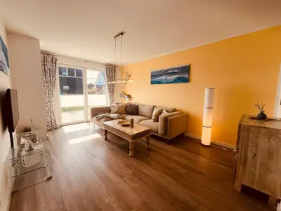 Ein Sitzbereich in der Unterkunft Ferienwohnung Perlentaucher