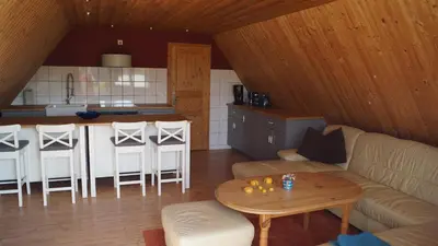 Küche/Küchenzeile in der Unterkunft Ferienwohnung Zaepernick Dachgeschoss