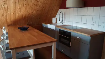 Küche/Küchenzeile in der Unterkunft Ferienwohnung Zaepernick Dachgeschoss