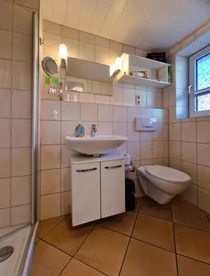 Ein Badezimmer in der Unterkunft Hägerende 