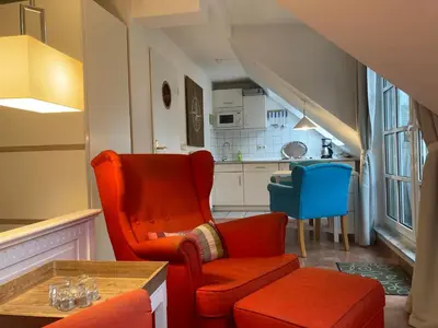 Ein Sitzbereich in der Unterkunft Ostsee Ferienappartement Dierhagen-Strand