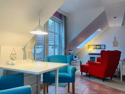 Ein Sitzbereich in der Unterkunft Ostsee Ferienappartement Dierhagen-Strand