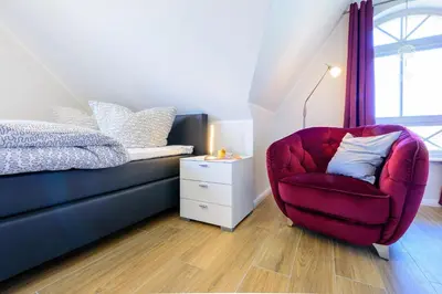 Ein Sitzbereich in der Unterkunft Kavelweg Heimathafen
