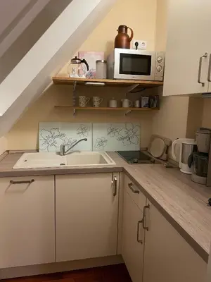 Küche/Küchenzeile in der Unterkunft Ferienwohnung Spatzennest