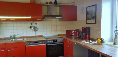 Küche/Küchenzeile in der Unterkunft Alte Gärtnerei App Rhododendron