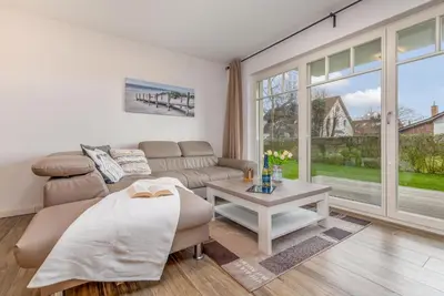 Ein Sitzbereich in der Unterkunft Villa Boddenluft