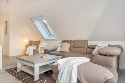 Ein Sitzbereich in der Unterkunft Villa Boddenluft