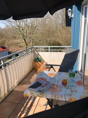 Ein Balkon oder eine Terrasse in der Unterkunft Friedensstraße 43 Wohnung 7
