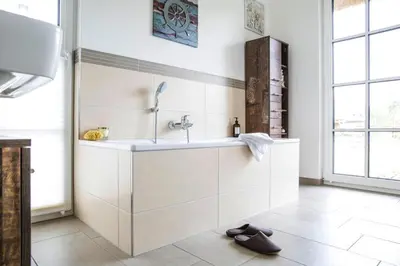 Grundriss der Unterkunft Luxusferienhaus in Fuhlendorf mit Sauna