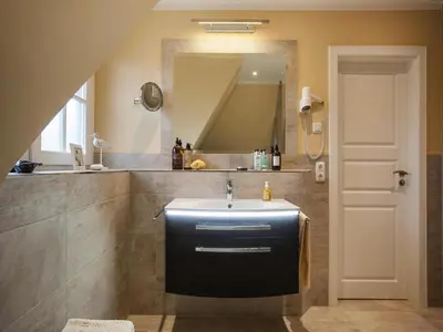 Ein Badezimmer in der Unterkunft Ferienhaus in Fuhlendorf