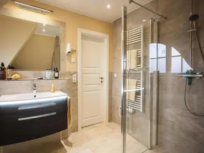 Ein Badezimmer in der Unterkunft Ferienhaus in Fuhlendorf