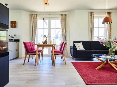 Ein Sitzbereich in der Unterkunft Ferienhaus, Fuhlendorf