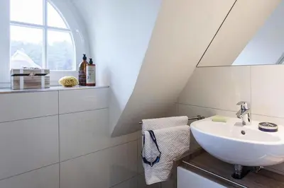 Ein Badezimmer in der Unterkunft Haus am Bodden mit Sauna