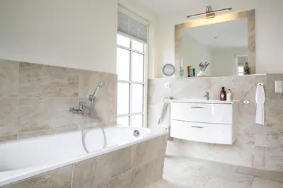 Ein Badezimmer in der Unterkunft Ferienhaus in Fuhlendorf