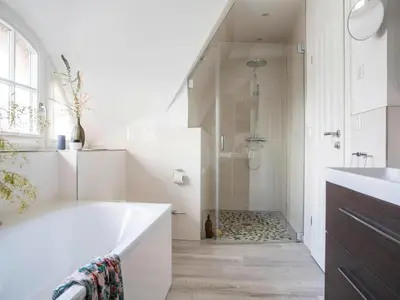 Ein Badezimmer in der Unterkunft Ferienhaus, Fuhlendorf