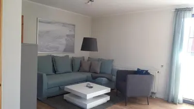 Ein Sitzbereich in der Unterkunft Ferienwohnung Born am Darßwald EG
