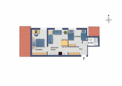 Grundriss der Unterkunft DER SÜDSCHWEDE ... Dein Gästehaus mitten in Zingst und nah zum Strand