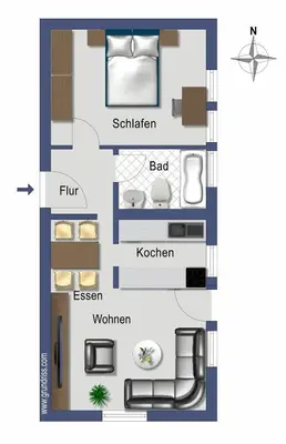 Grundriss der Unterkunft DER SÜDSCHWEDE ... Dein Gästehaus mitten in Zingst und nah zum Strand