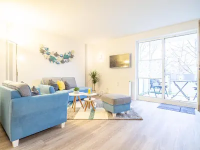Ein Sitzbereich in der Unterkunft Ferienwohnung Flaschenpost