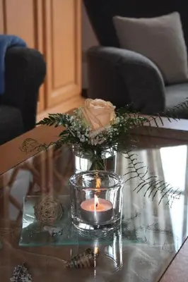 Ein Sitzbereich in der Unterkunft Glebbe 66 - Hus Sünnschien