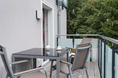 Ein Balkon oder eine Terrasse in der Unterkunft Hafenstr.27 