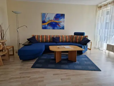 Ein Sitzbereich in der Unterkunft Hafenstr.35 Villa Verena