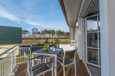 Ein Balkon oder eine Terrasse in der Unterkunft Haus Kranichsruh Whg. 
