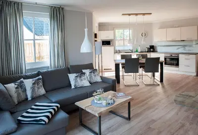 Küche/Küchenzeile in der Unterkunft Haus Kranichsruh Wohnung 2.1 
