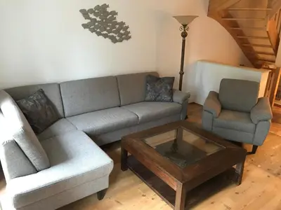 Ein Sitzbereich in der Unterkunft Ferienhaus Zander mit Sauna