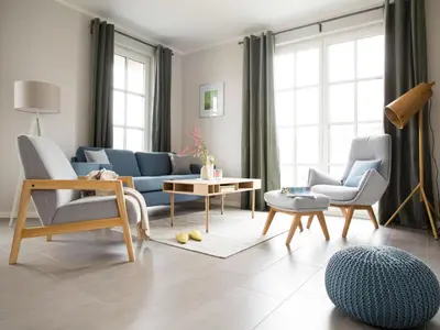 Ein Sitzbereich in der Unterkunft Haus am Bodden mit Sauna