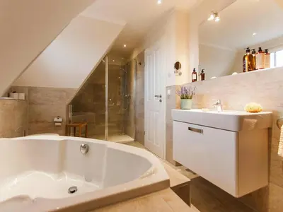 Ein Badezimmer in der Unterkunft Komfortables Ferienhaus mit Sauna in Fuhlendorf