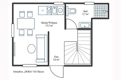 Grundriss der Unterkunft Omi-Zingst - Haus Dora