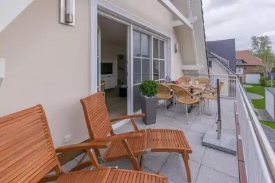 Ein Balkon oder eine Terrasse in der Unterkunft Müggenburger Weg Wohnung 2/5