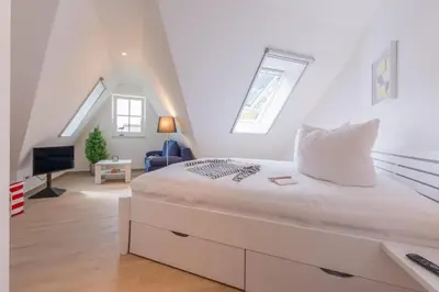 Ein Bett oder Betten in einem Zimmer der Unterkunft Müggenburger Weg Wohnung 2/5