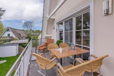 Ein Balkon oder eine Terrasse in der Unterkunft Müggenburger Weg Wohnung 2/5
