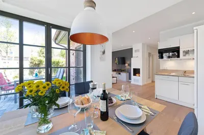 Küche/Küchenzeile in der Unterkunft Zur Heiderose 3 Whg 3b MuschelSucher
