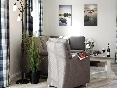 Ein Sitzbereich in der Unterkunft Luxushaus Boddenküste mit Sauna