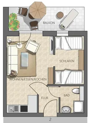 Grundriss der Unterkunft Strandstr.51 Wohnungsnr.2