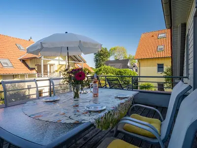 Ein Balkon oder eine Terrasse in der Unterkunft Grüne Straße FeWo G3 (DG links)