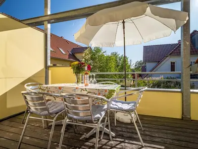Ein Balkon oder eine Terrasse in der Unterkunft Grüne Straße FeWo G8 (DG rechts)