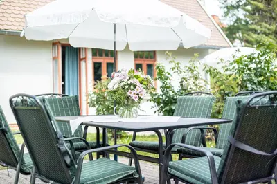 Ein Patio oder anderer Außenbereich in der Unterkunft Ferienhaussiedlung Strandperlen Buchenhof 1b (Haustyp VI)