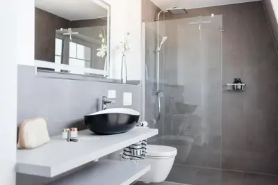 Ein Badezimmer in der Unterkunft Bahnhofstr. 31 Wg.9 
