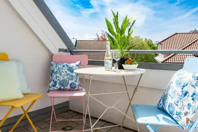 Ein Balkon oder eine Terrasse in der Unterkunft Kranichflug
