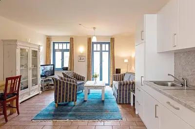 Küche/Küchenzeile in der Unterkunft Ferienhaussiedlung Strandperlen Weidenhof 8b (Typ V)