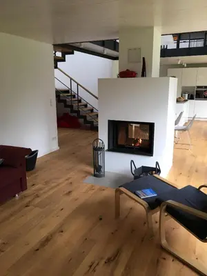 Ein Sitzbereich in der Unterkunft Haus LICHT AND MOOR