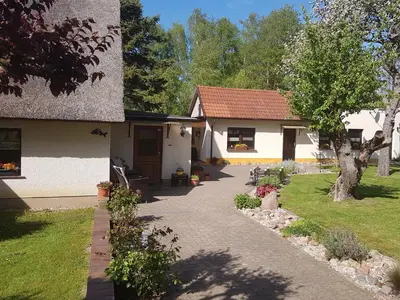 Ein Garten an der Unterkunft Schuhsterhus am Bodden