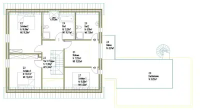 Grundriss der Unterkunft FH Magnolia fuer 12 Pers. mit Terrasse + Dachterasse